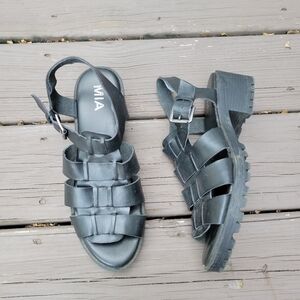 Vintage‎ 90s y2k MIA Black Greek Fisherman Chunky Platform Jesus Sandals 8.5